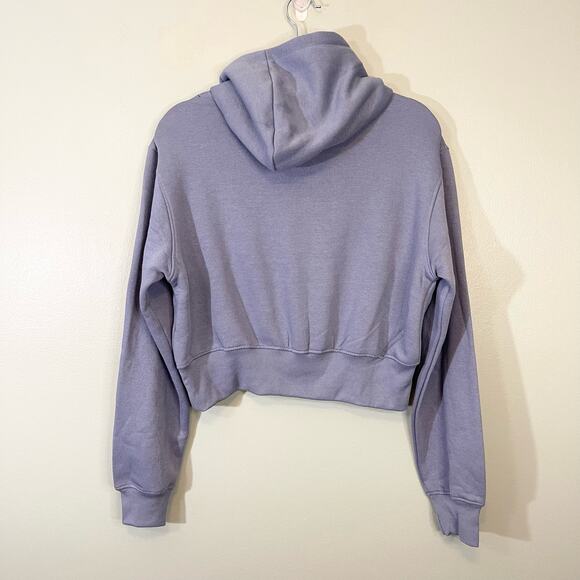 Refuge Cropped Hooded blue Sweatshirt long sleeve nwt Size M - Picture 8 of 9